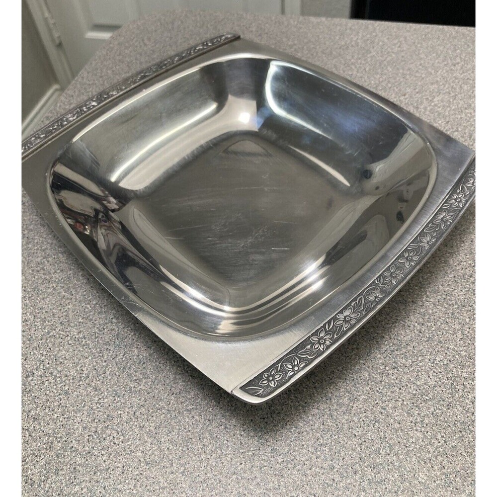 Stainless Steel Japan Floral Trim Serving Tray